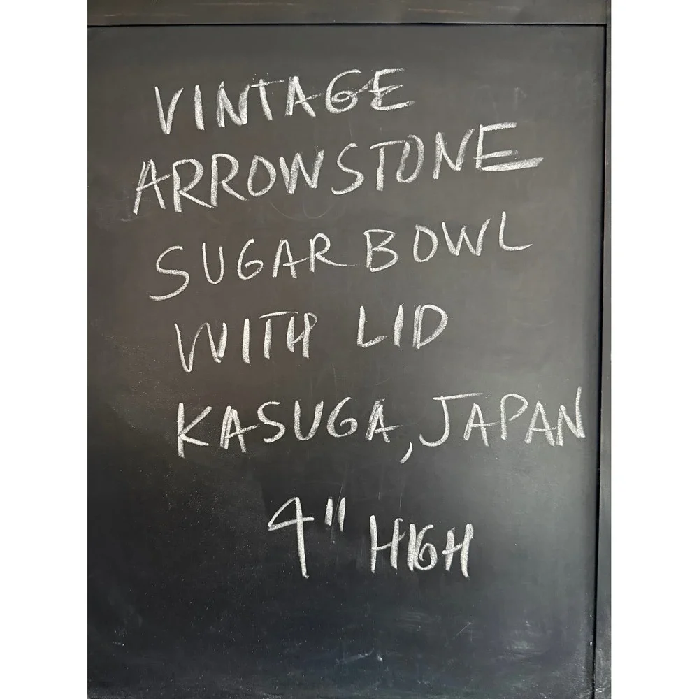 Vintage Arrow Stone Navajo Blue Sugar Bowl with Lid Kasuga Japan Stoneware 4